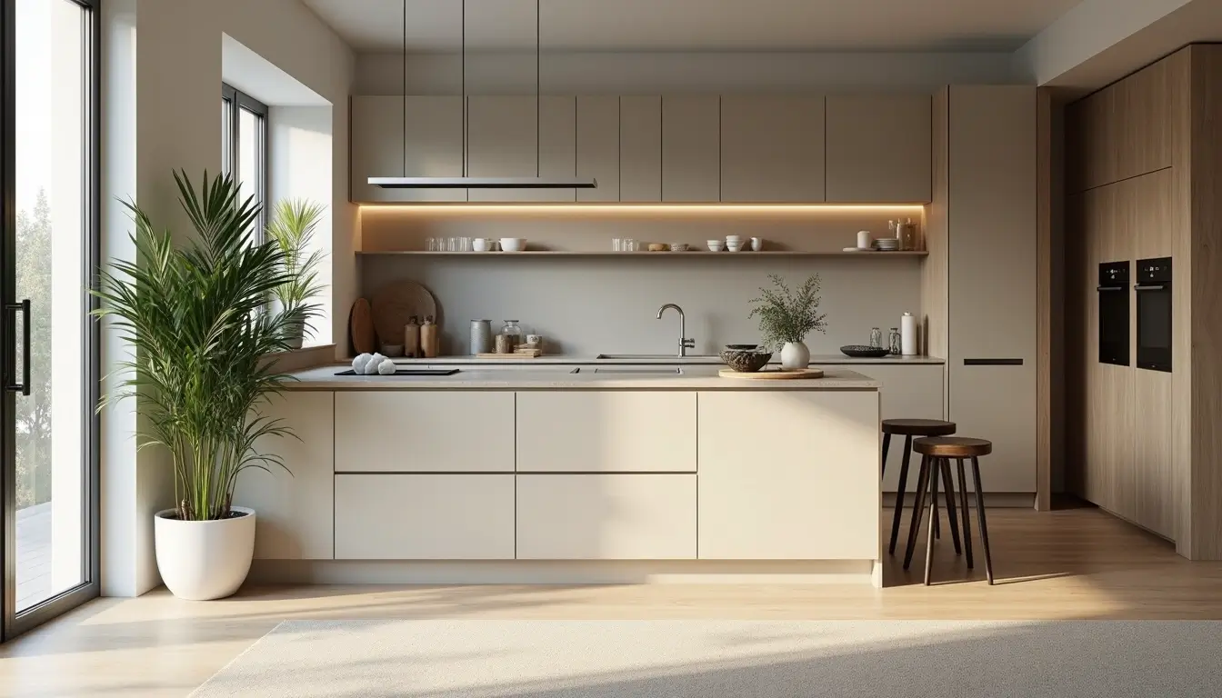 A spacious kitchen layout demonstrating effective space planning